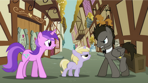 Discorded Whooves{facing Dinky and Sparkler}