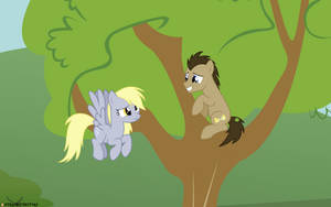 Doctor Whooves and Derpy(stuck in a tree)