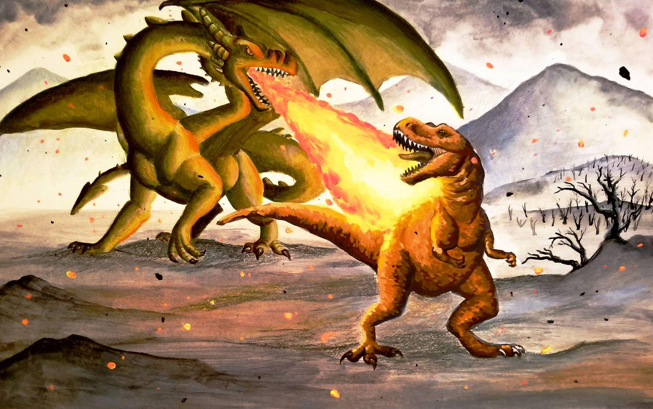 Dragon vs T.rex by jurassicparkans on DeviantArt