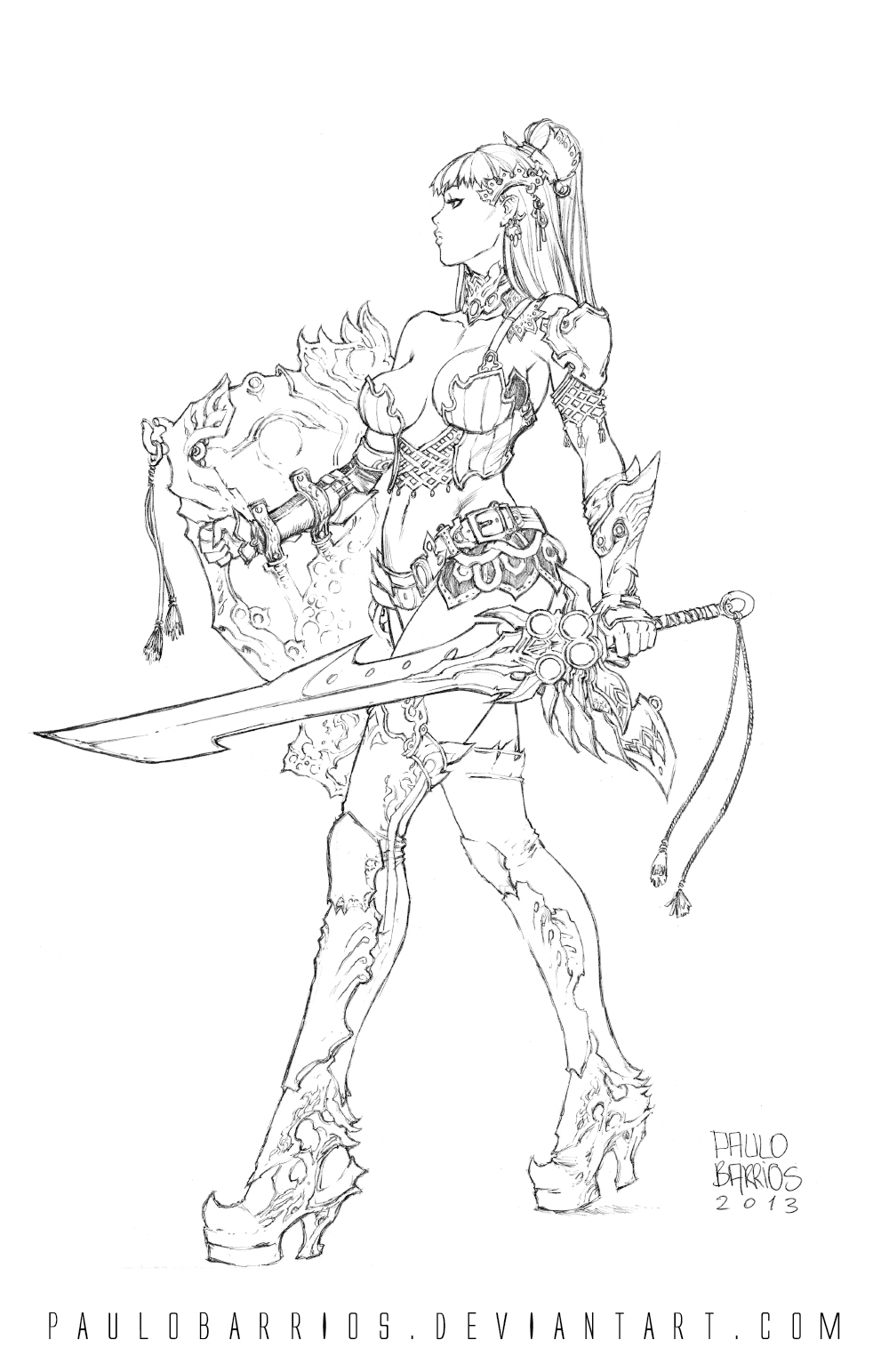 girl fantasy rpg in pencils