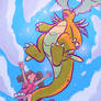 Maxine riding Mega Dragonite