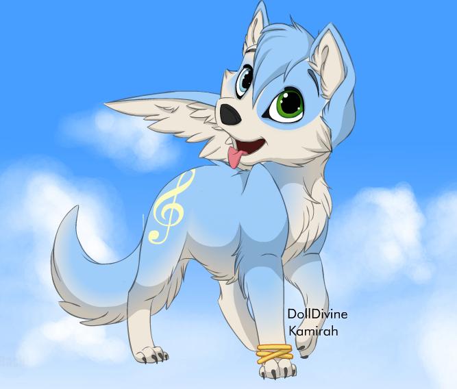Anime wolf pup with wings
