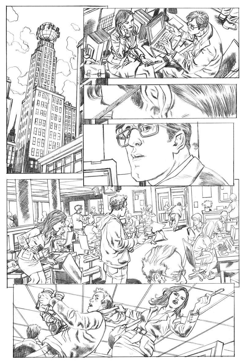 Superman pg 1 pencils