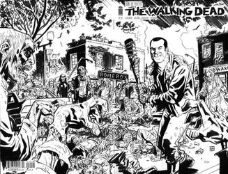 Walking Dead Negan and  Lucille Sketch Cover by deankotz