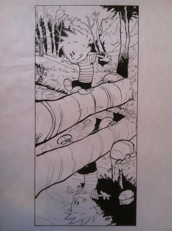 Calvin And Hobbes Calvin Crossing A Log By Ticklemeclovers On Deviantart