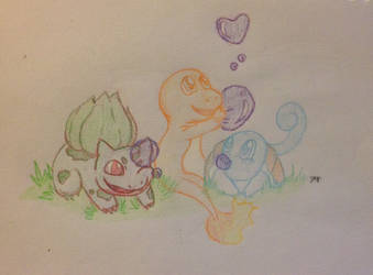 Charmander Bulbasaur and Squirtle