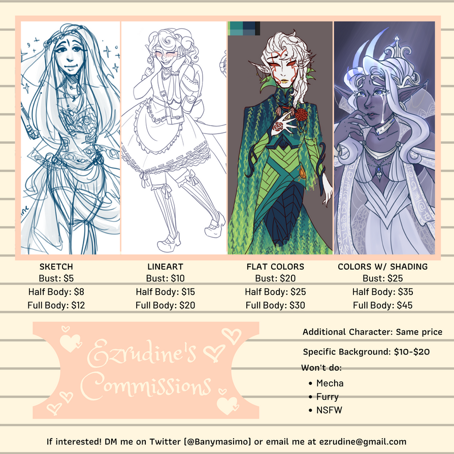 Commission Sheet ADJUSTED PRICES by Ezrudine