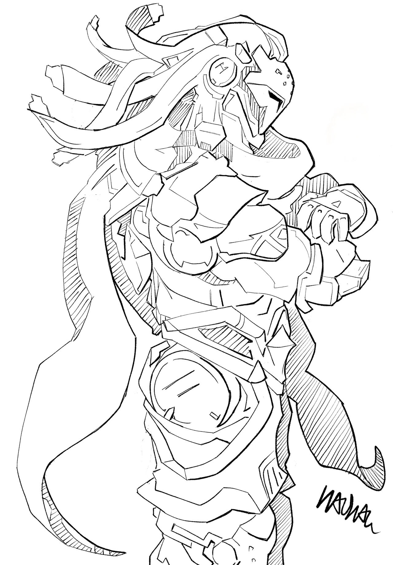 Ramatra Line Drawing Ramattra - Line Art by Waadwa on DeviantArt