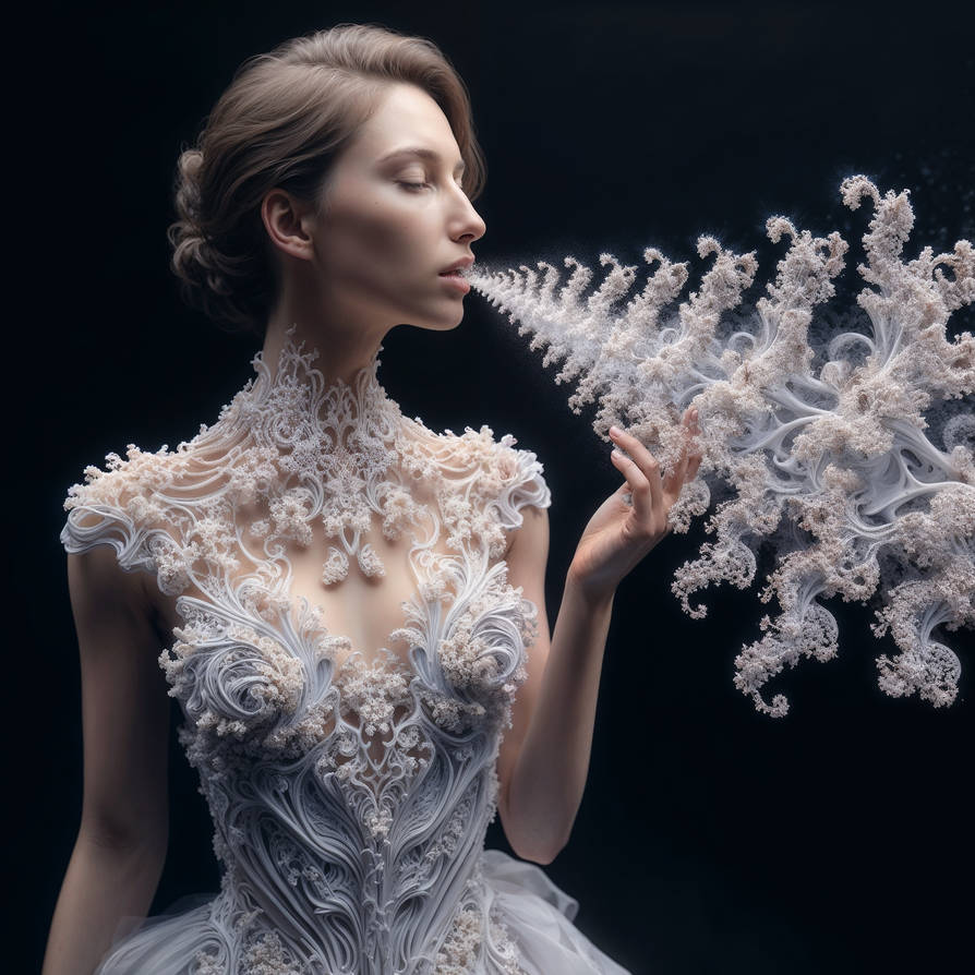 Snowflake Woman A woman breathing out a snowflake fractal (Oct 23) by apple-core-and-Co ...