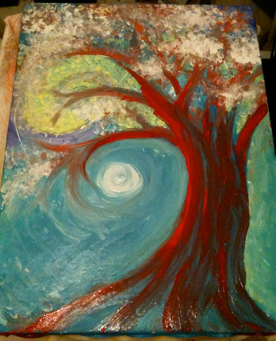 WIP Finger Painted Tree