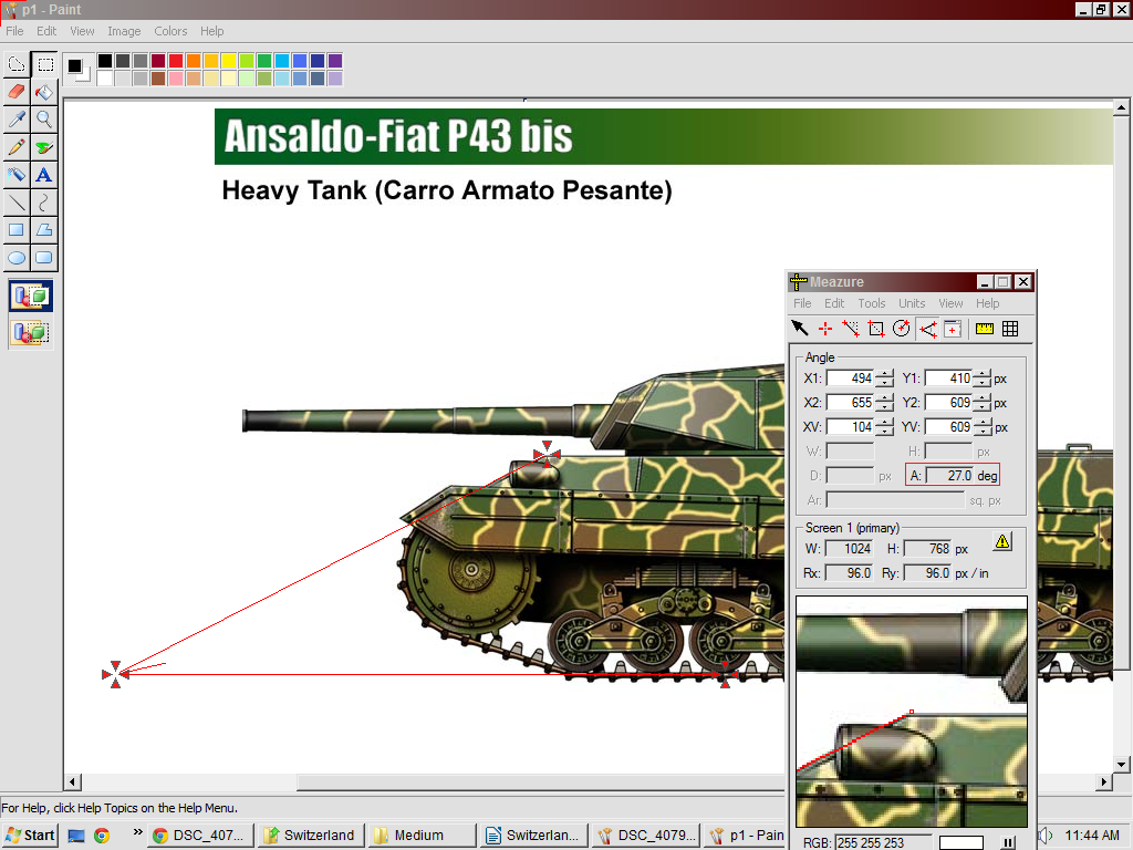 Possible P.43 Bis Upper Glacis Angle