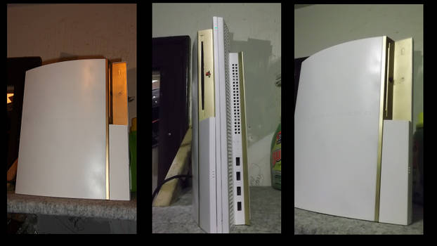 PS3 backwards compatible white with gold lining