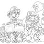 Super Mario Bros and friends - lineart