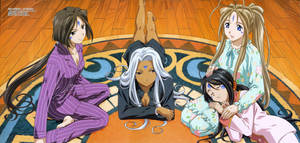 Ah My Goddess: Belldandy, Urd, Skuld, and Peorth
