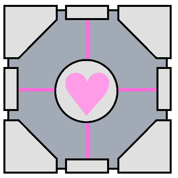2D Aperture Science Weighted Companion Cube by Pseudospeed on