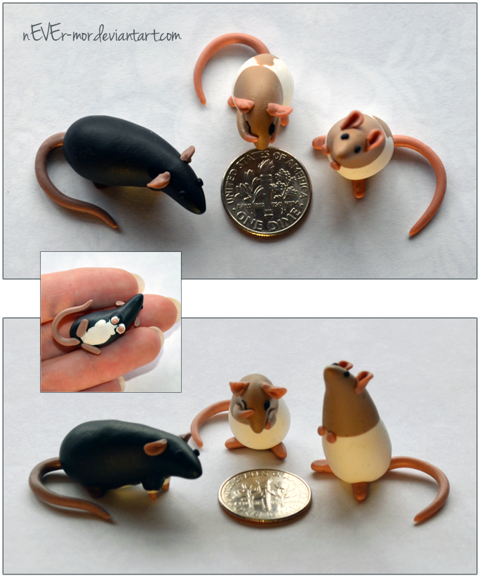Set of 3 Dime Rats ~ SailorUsagiChan Commission