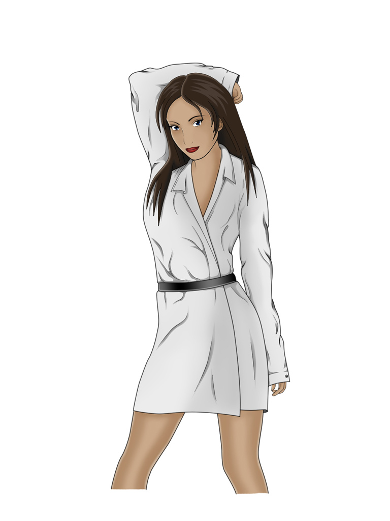 Girl in white coat