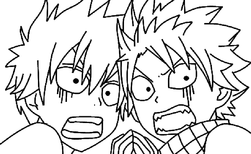 Natsu n Gray Freak out lineart