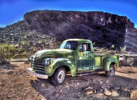 Green old truck HDR