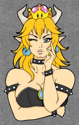 Bowsette Lines By Chibivi Linearts, Colored by Me