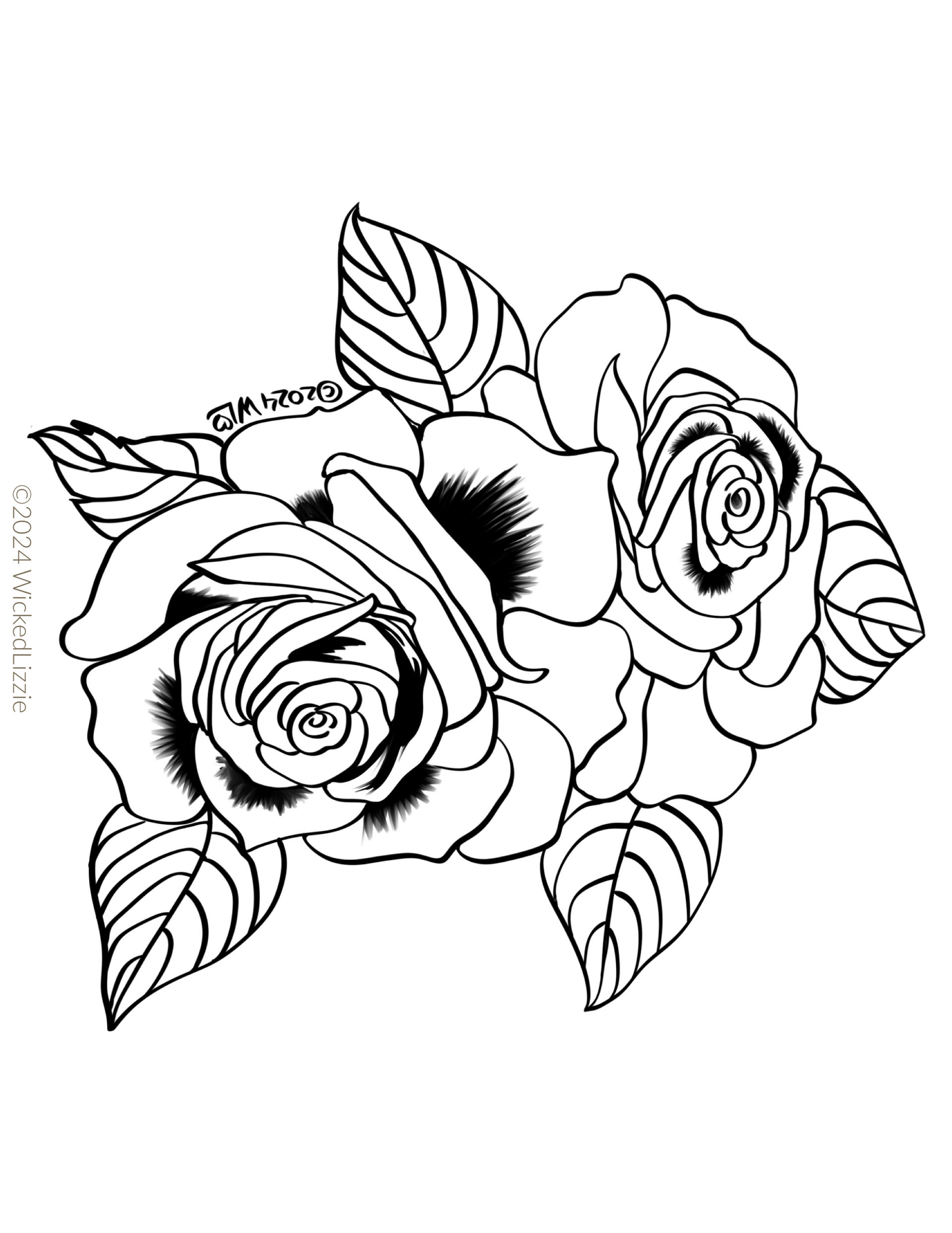 Rose Outlines For Coloring