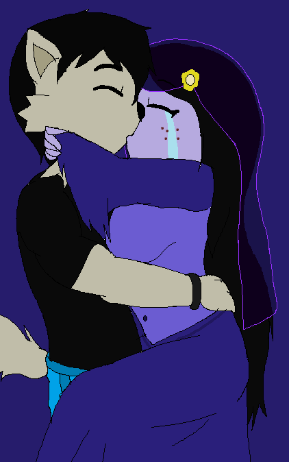 Misery and locky wolf - kissing