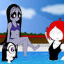 gloom girls in the pool - ruby, iris and misery