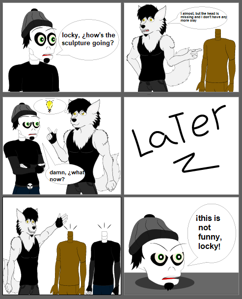 the sculture - locky wolf and skullboy (rubygloom)