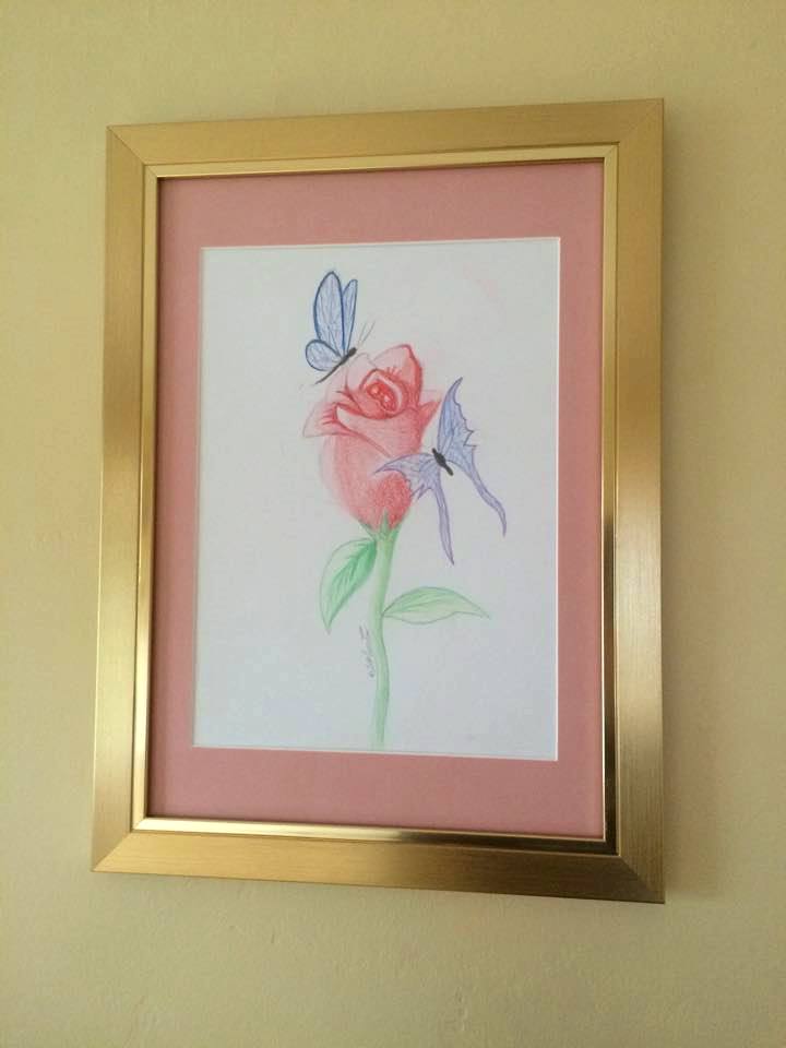 Rose and Butterflies (Framed)