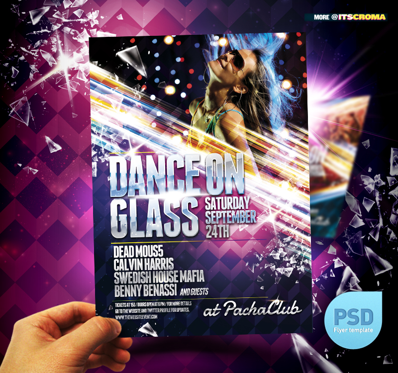 PSD Dance on Glass Party Flyer