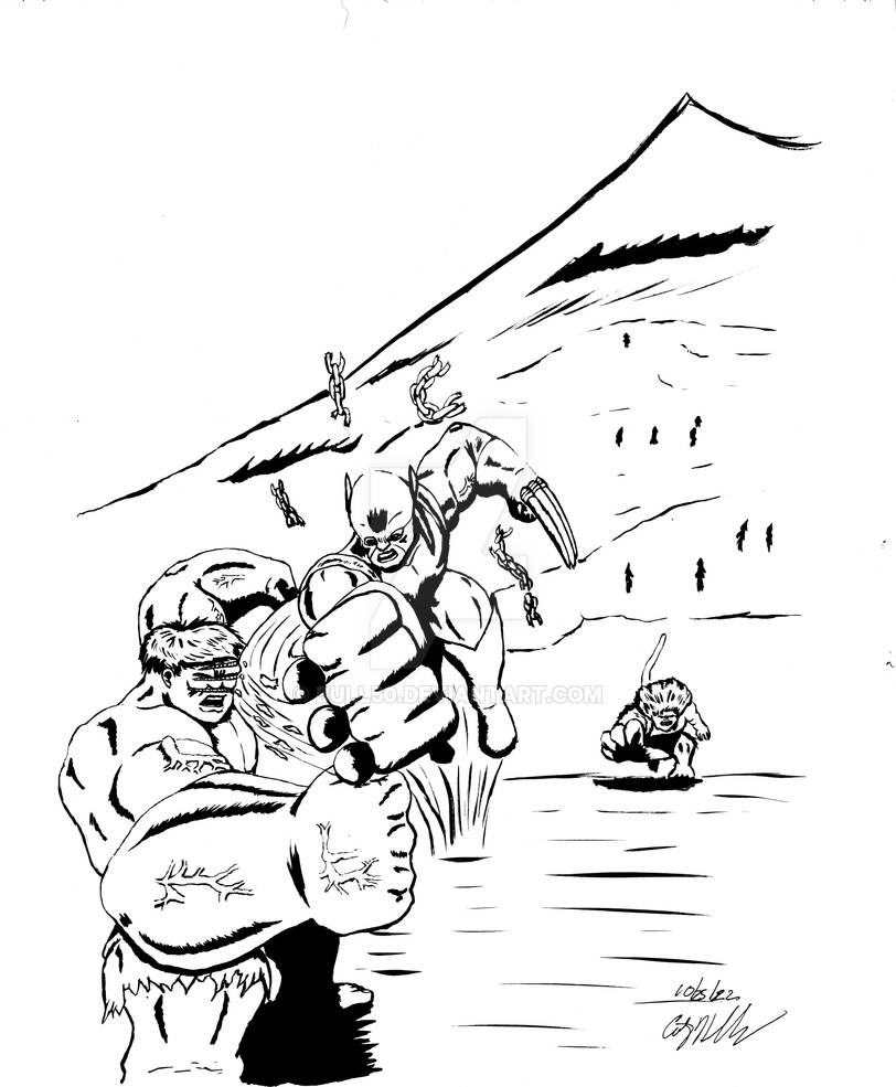 Hulk vs Wolverine Re-draw by Bull50 on DeviantArt