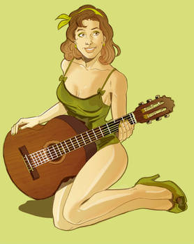 pinup with guitar