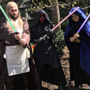 Qui-Gon Jinn, Darth Maul, and Barris Offee