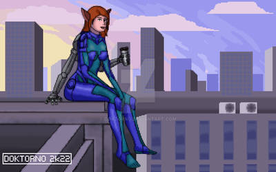 Cyborg catgirl (pixel remake)
