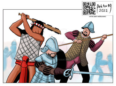Conquest of Mexico comic panel remake.