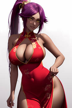 Yoruichi in A Red China Dress