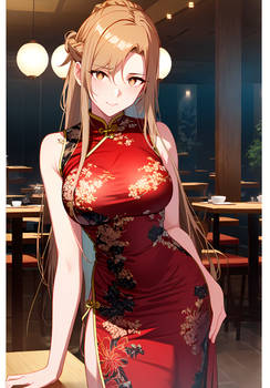 Asuna In A Red Sexy China Dress