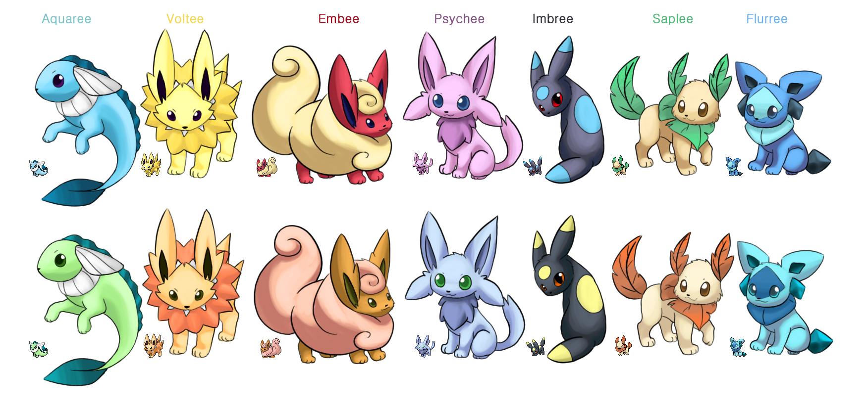 All Eevee Evolution Pokémon Sprites 