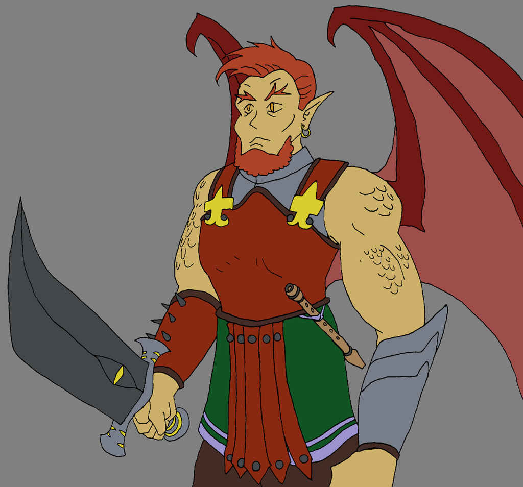 Red dragon disciple halfelf male by Sanchimaru on DeviantArt