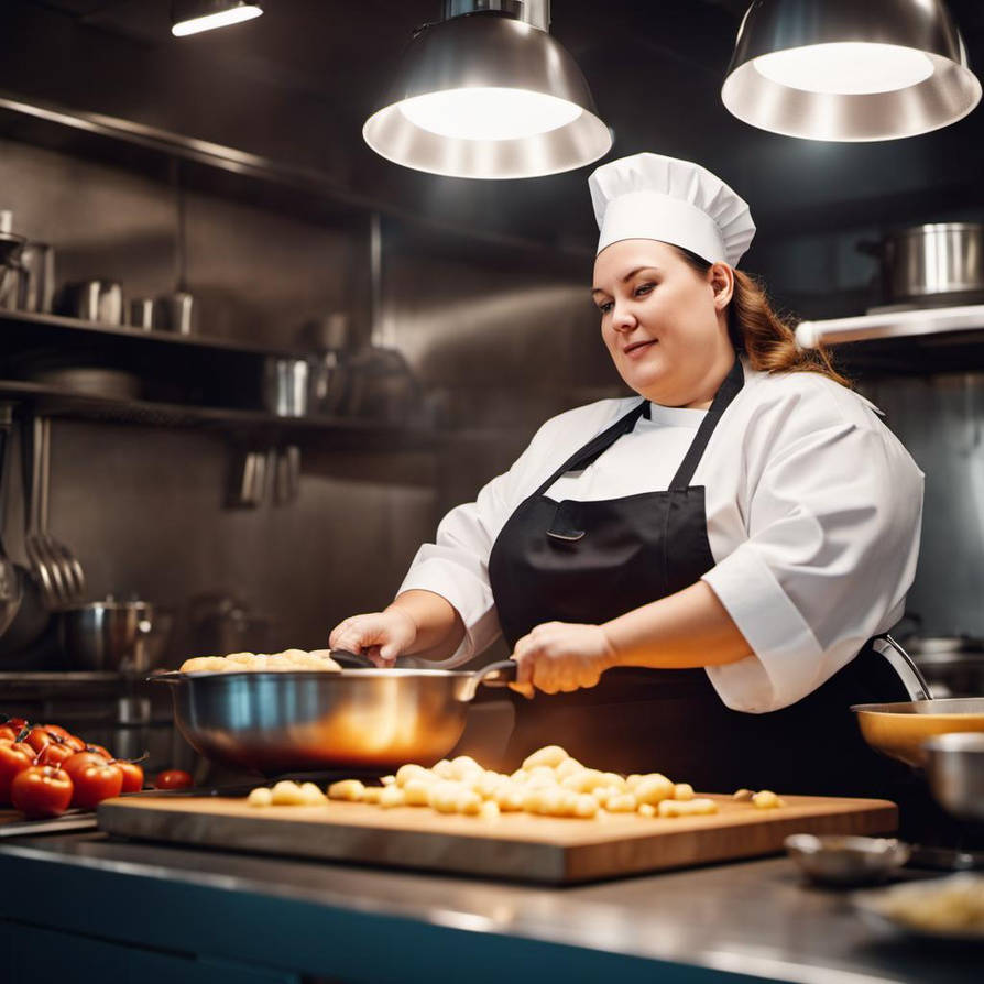 Fat Woman Chef Cooking by apronia on DeviantArt