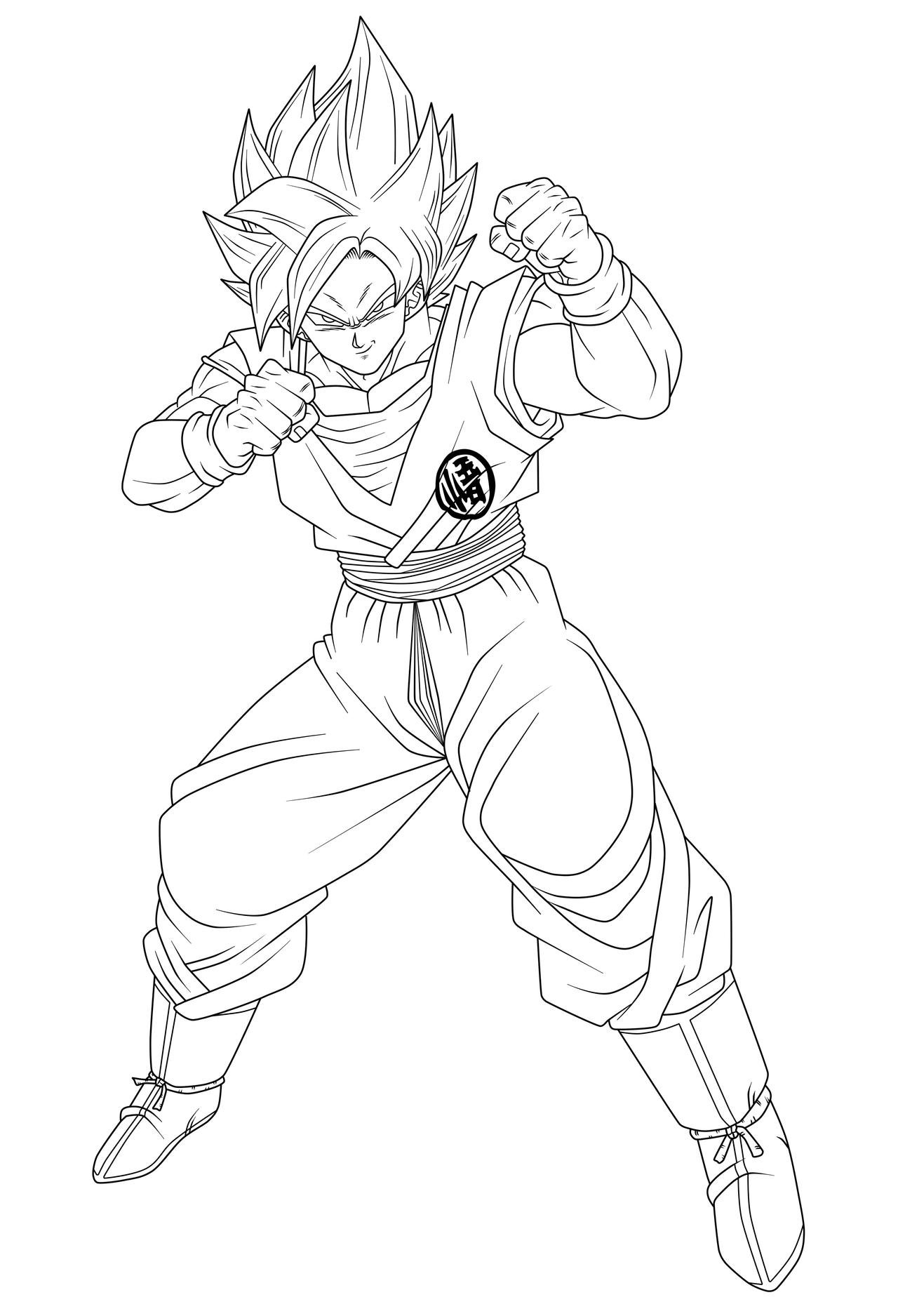 Goku SSGSS Feliz Lineart