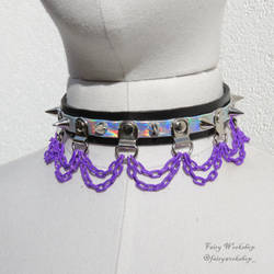 Holo choker with purple chains