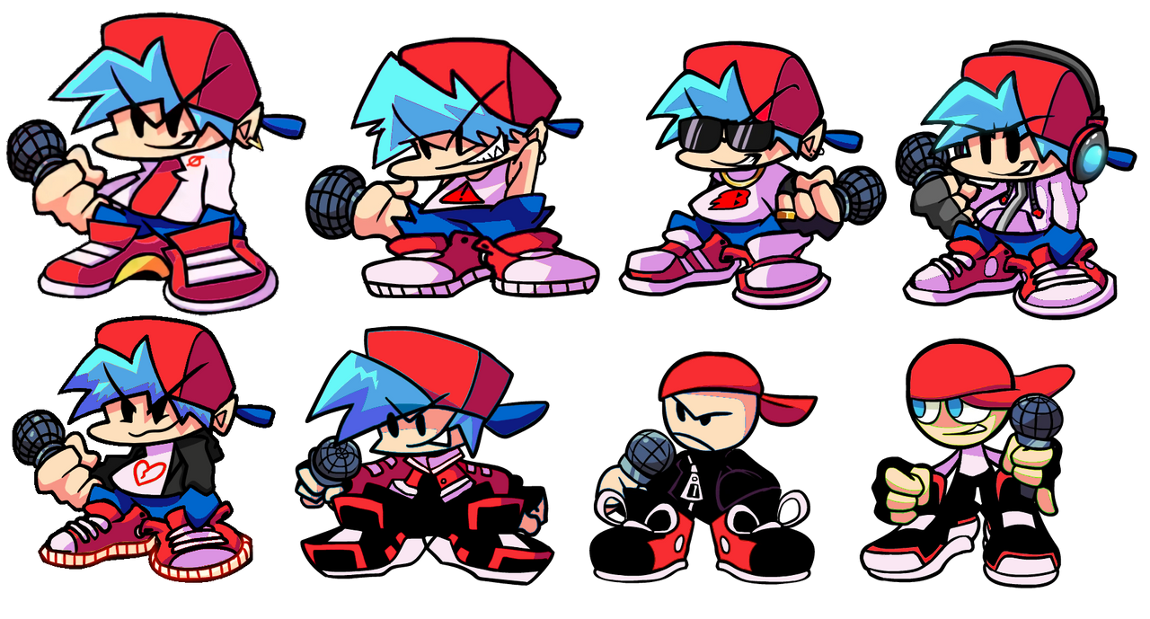 All Bf Types FNF Different BFs but with Original BF's Colors by BerryThePoptart on ...