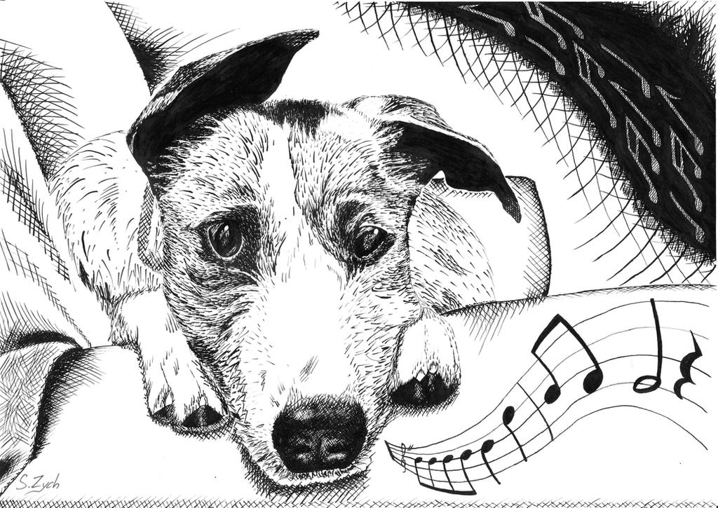 Musical Doggy [Ink Drawing]