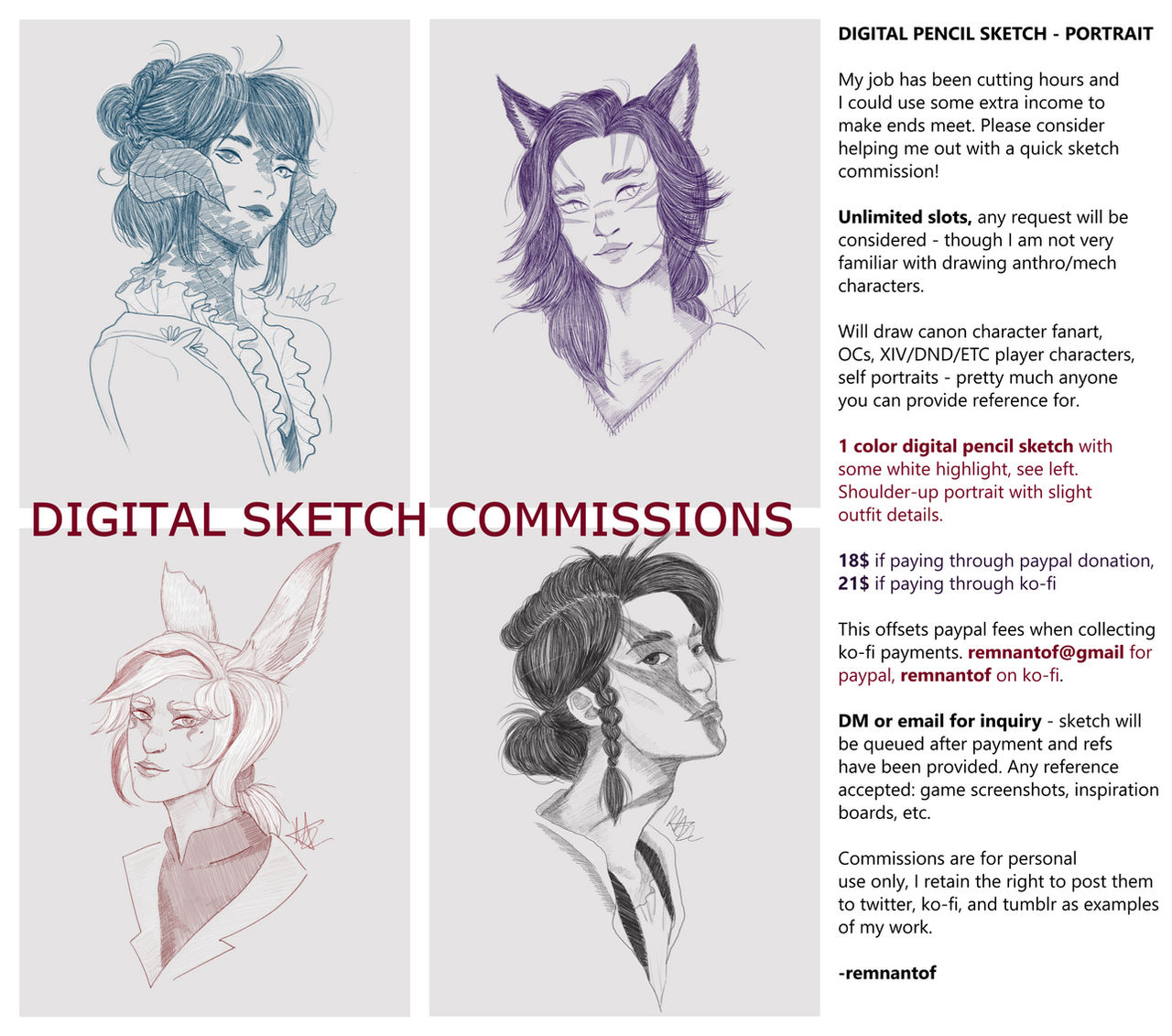 Writing Commissions Examples Commission Information with examples by sparrowette on DeviantArt