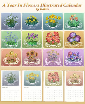 A Year in Flowers Calendar (Calendar Prints)