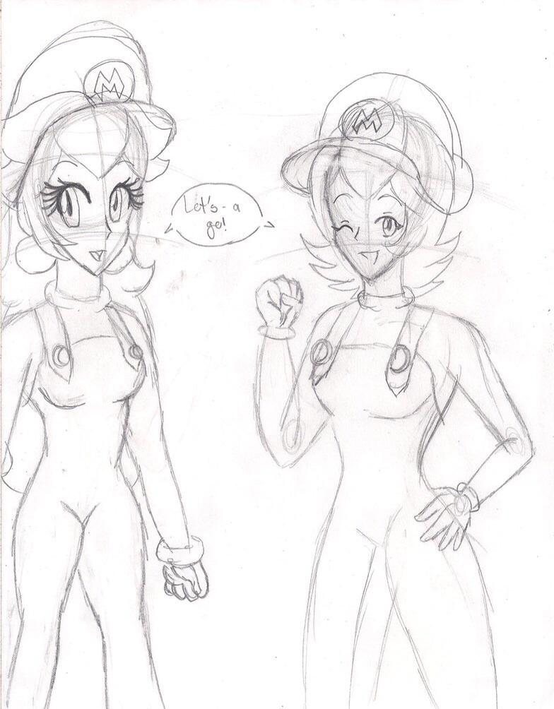 Peach and Diana as Mario