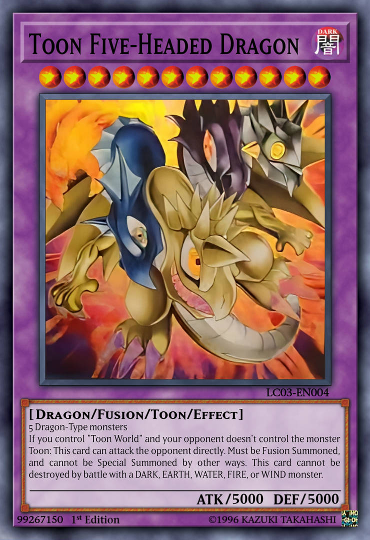 dragon fgd yugioh card price Five-Headed GB7-001 Secret Rare destroy all Defense Positon monsters your opponent controls after damage calculation Toon Dragon FGD by derii618