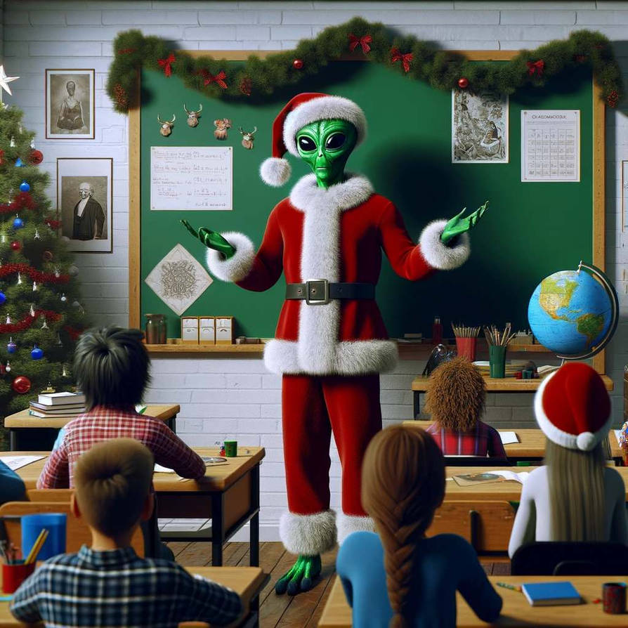 Alien Santa Santa Alien teaching kids by MariaGlitch on DeviantArt