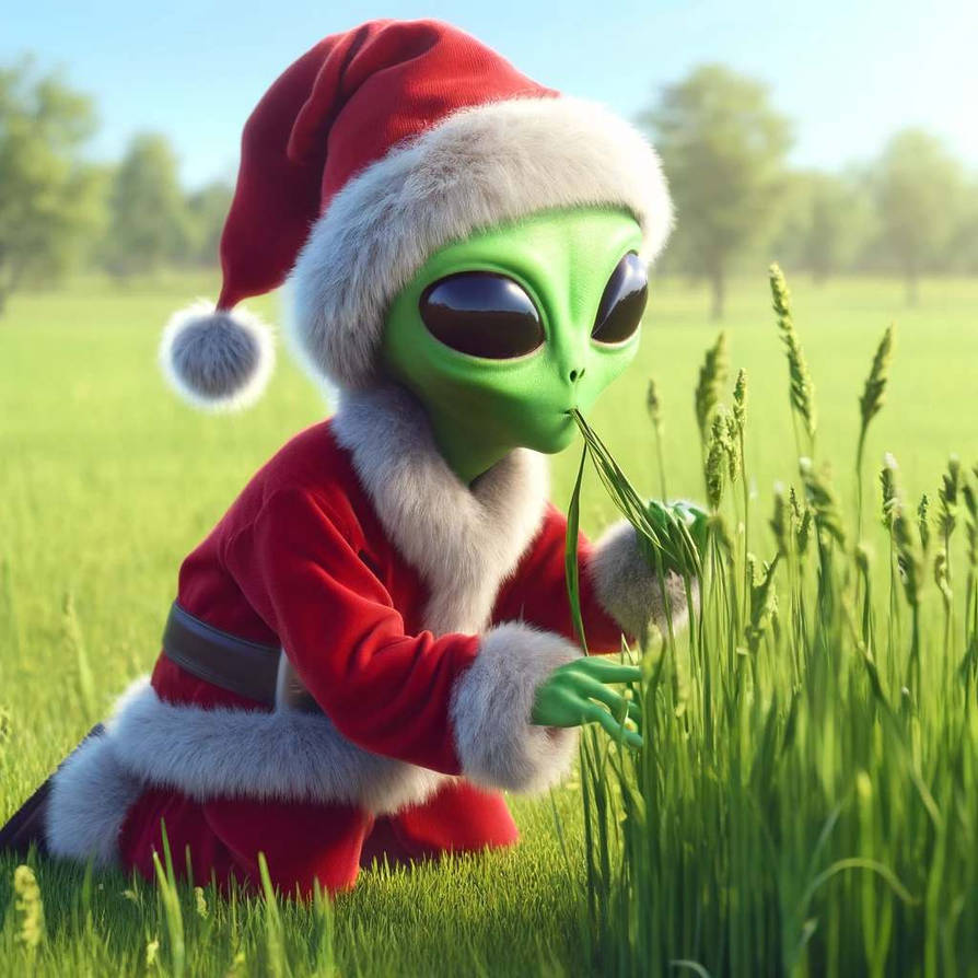 Alien Santa Santa Alien eat grass by MariaGlitch on DeviantArt
